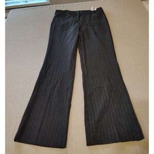 Express Editor Dress Pants Womens 8 Gray Pinstripe Wide Leg Low Rise Trousers 24
